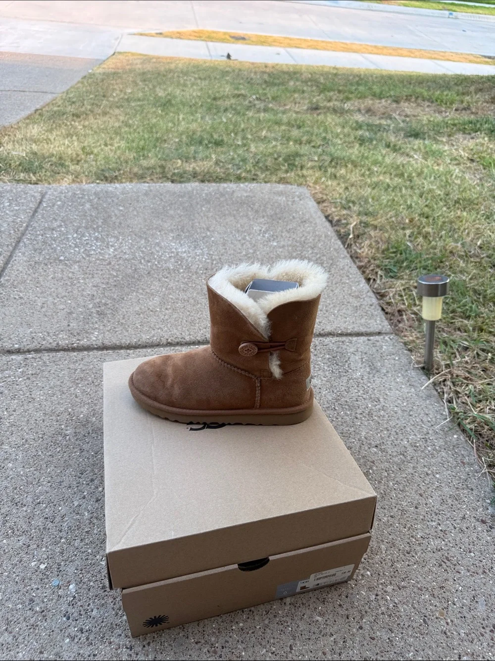 UGG Kids Chestnut Suede Faux Fur Lined Boots